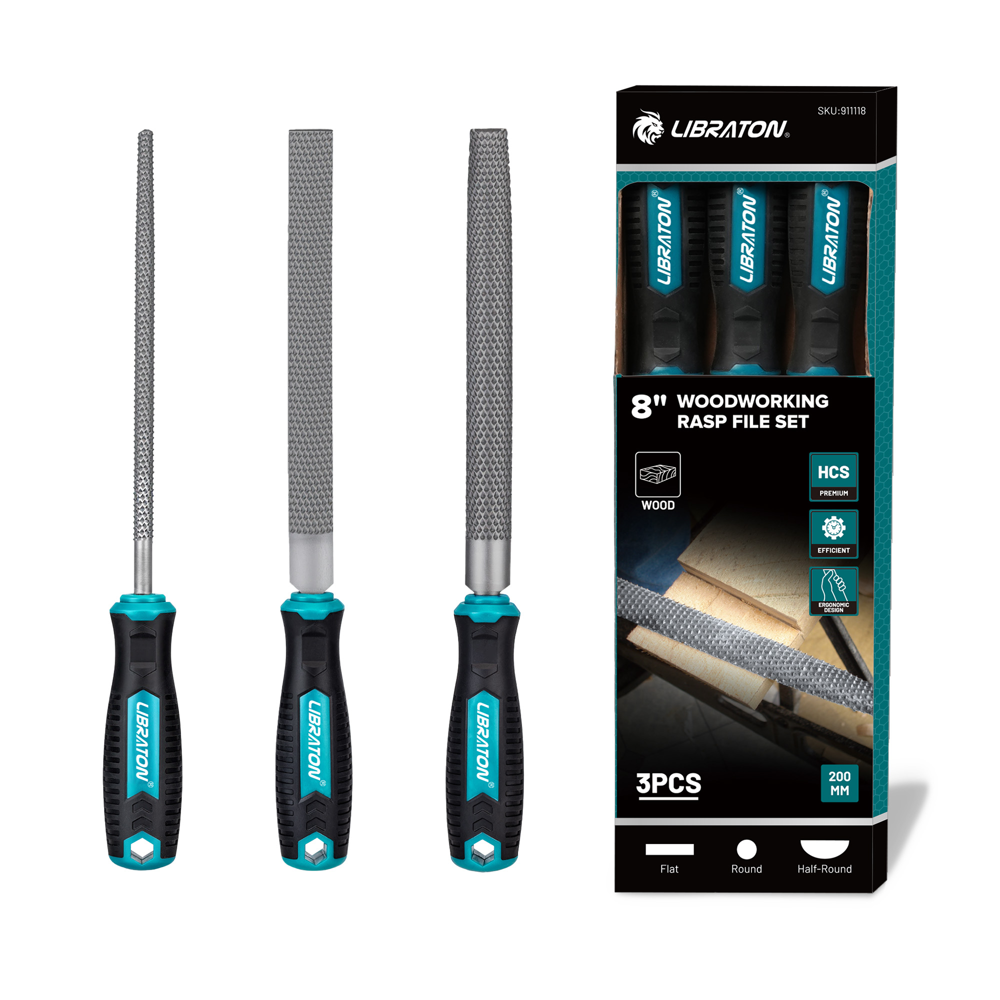 Woodworking Rasps And Files - Набор рашпилей по дереву LIBRATON, 3