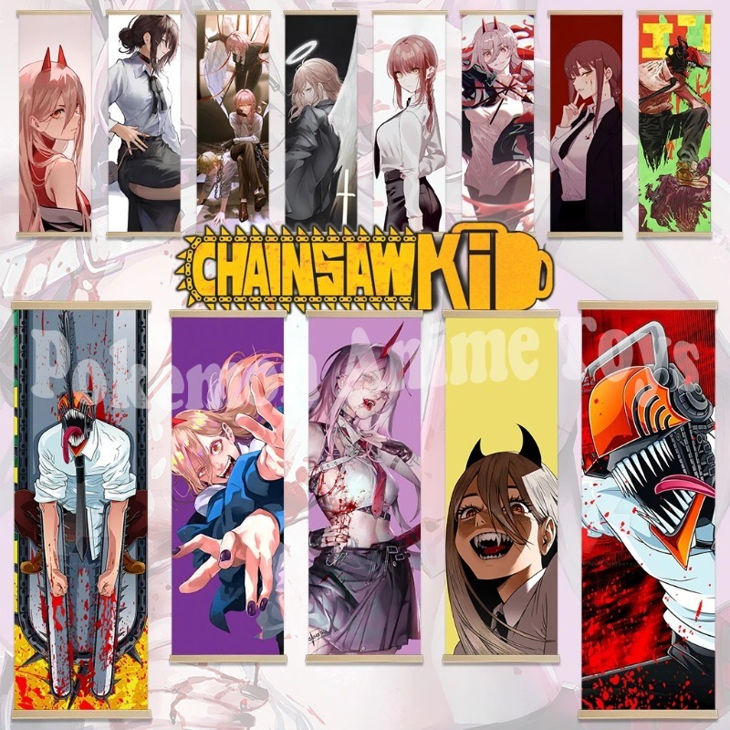 Woodworking Ideas - Chainsaw Man Anime Poster Wooden-framed Scroll